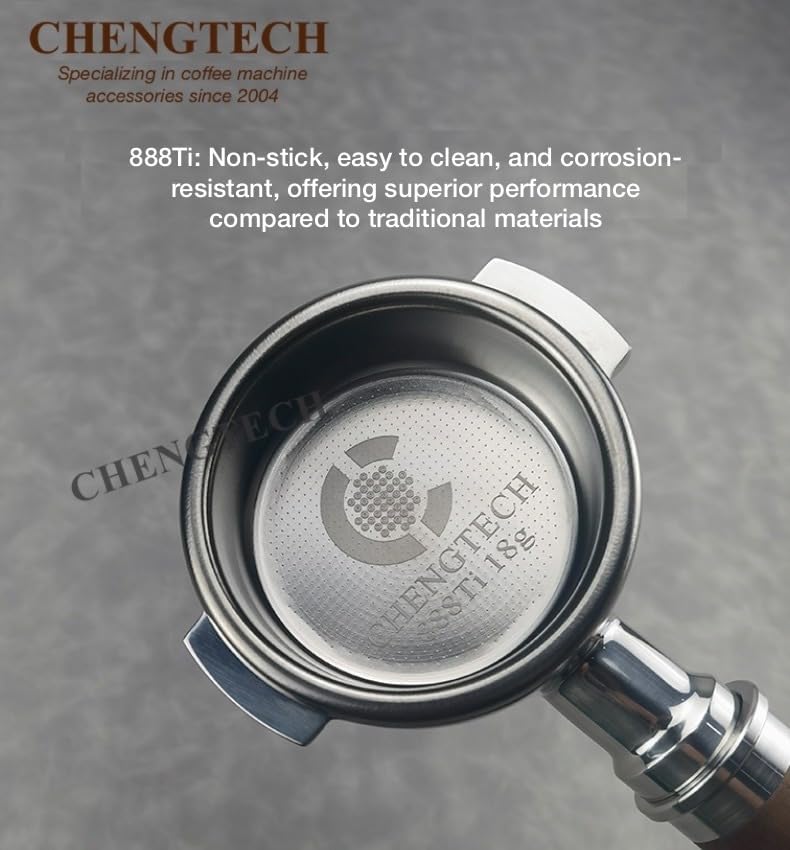 Chengtech 58mm 15g 888Ti Titanium Espresso Filter Basket – Precision 888 Holes, Straight-Walled Flat Bottom, Ridgeless Design for Consistent Extraction - Image 3